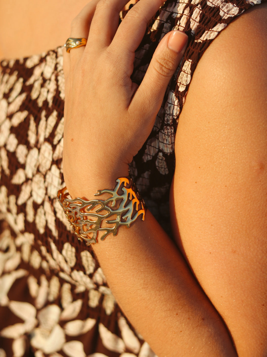 Coral Cuff Bangle Adjustable
