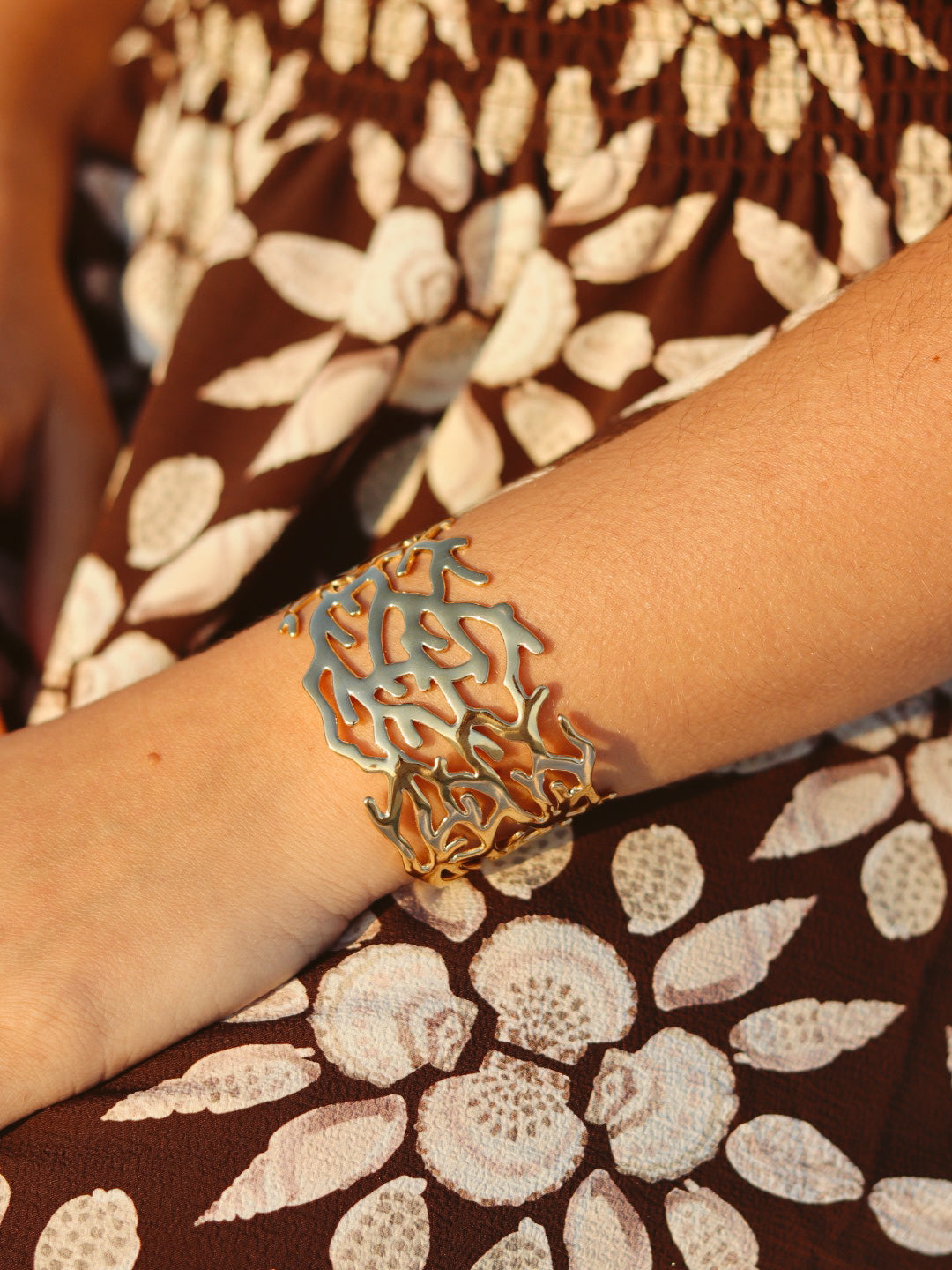 Coral Cuff Bangle Adjustable